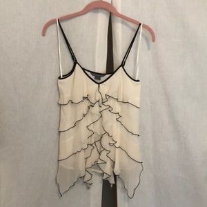 Vintage white camisole top with black piping